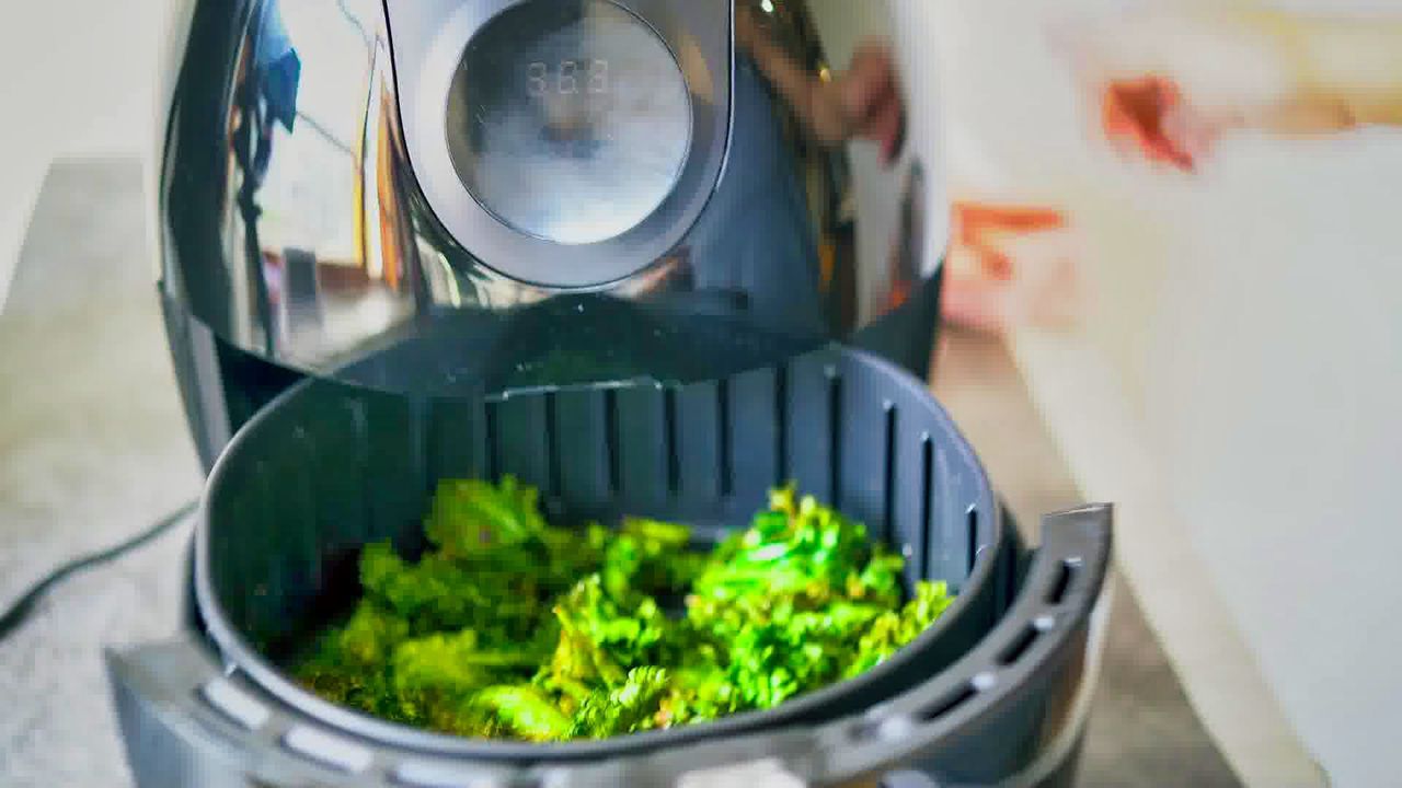 Umami Kale Chips in the Air Fryer Rotisserie Basket