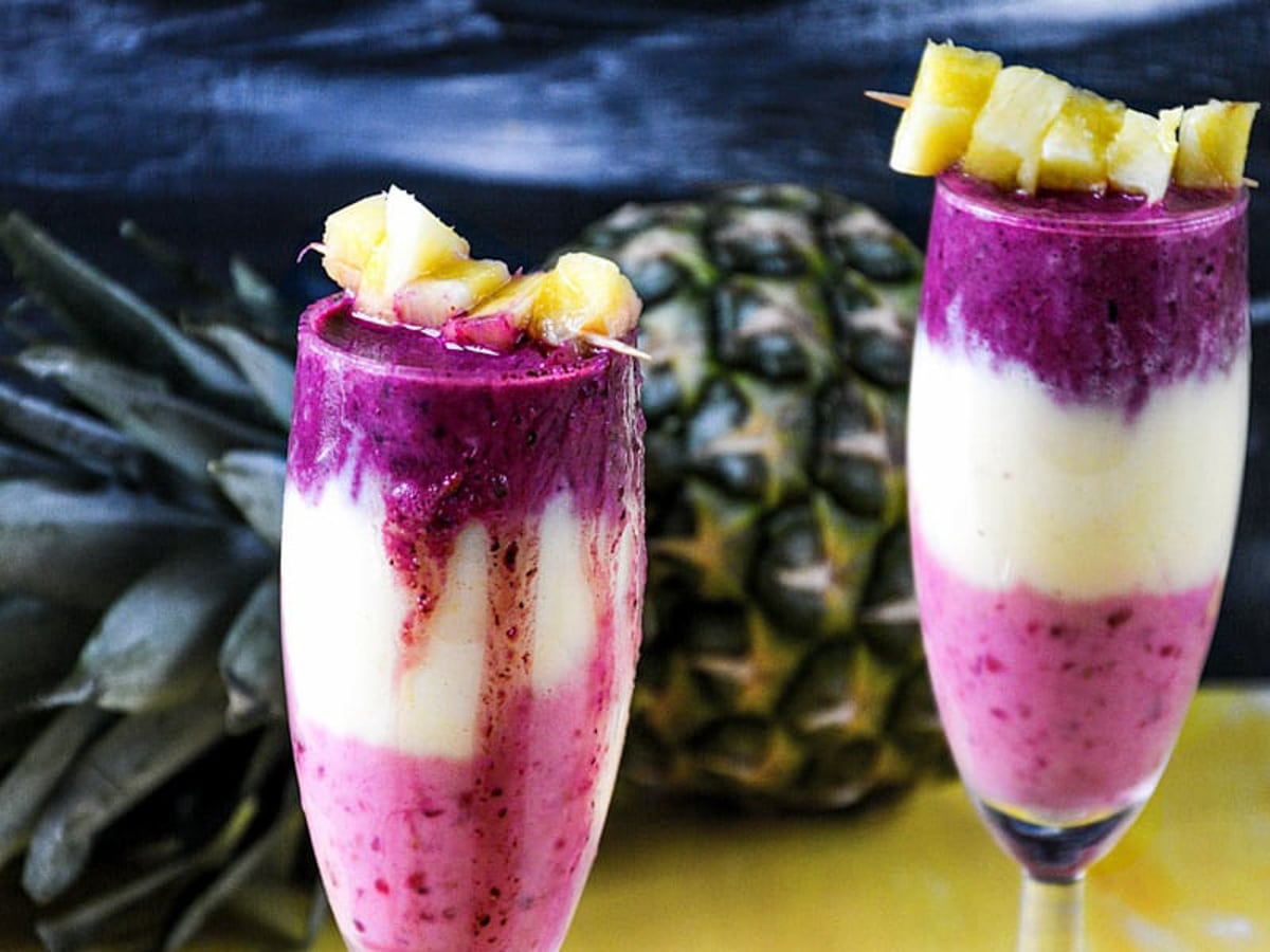 Pineapple Blueberry Raspberry Breakfast Layered Smoothie | My Ginger Garlic  Kitchen