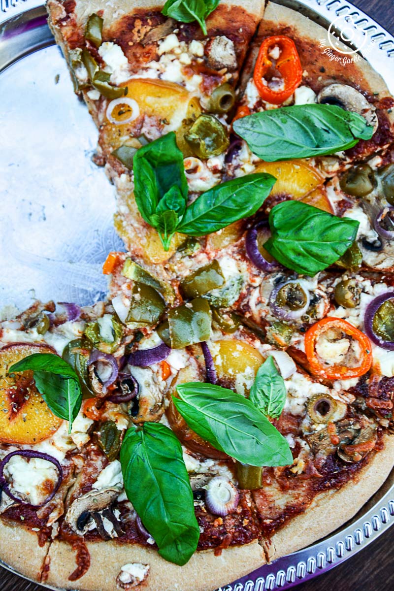 Peach And Mushroom Pizza Recipe With Feta And Basil (whole-wheat) 