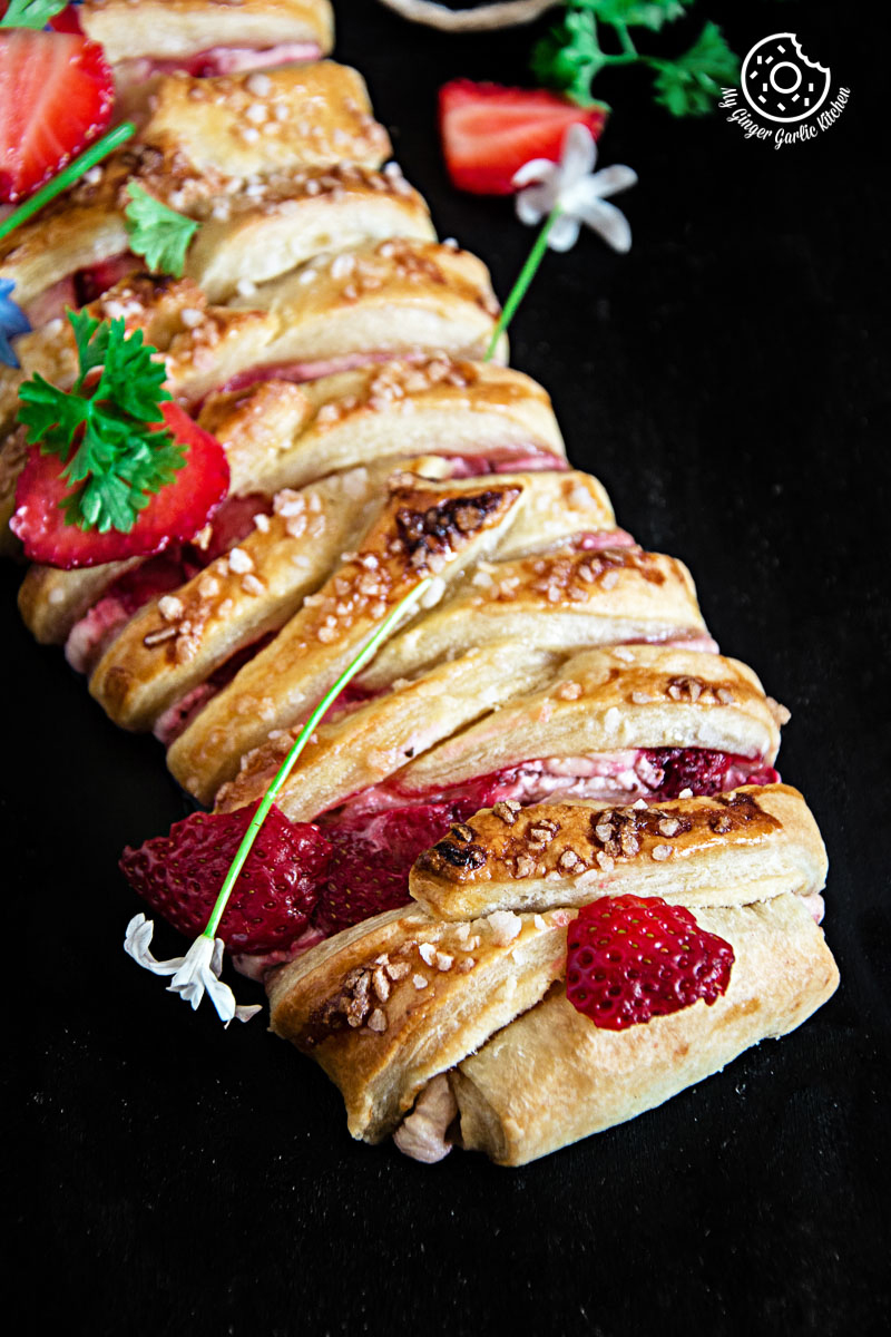 Braided Strawberry Cream Cheese Pastry Recipe Video Easy Dessert My Ginger Garlic Kitchen 5406