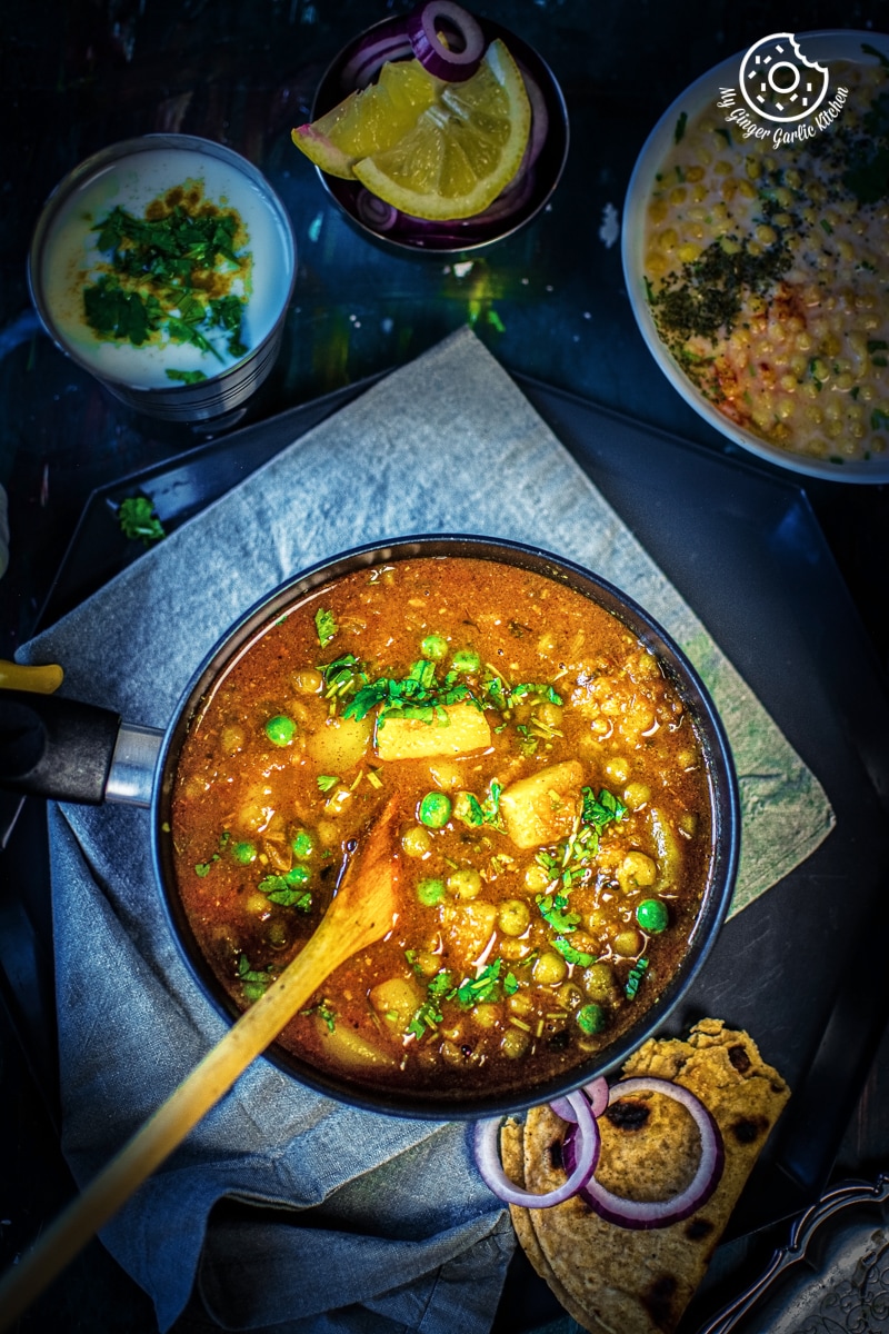 Instant Pot Aloo Matar - Potato Peas Curry | My Ginger Garlic Kitchen