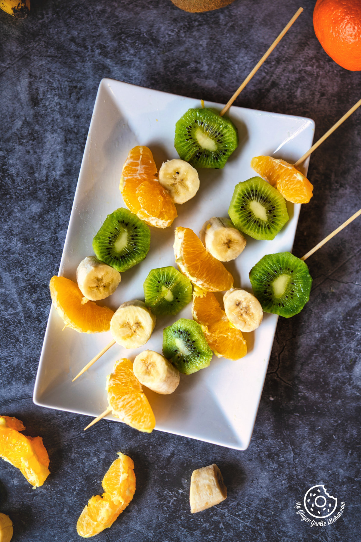 Tri Colour Fruit Skewers Kebabs Step By Step Video Recipe My