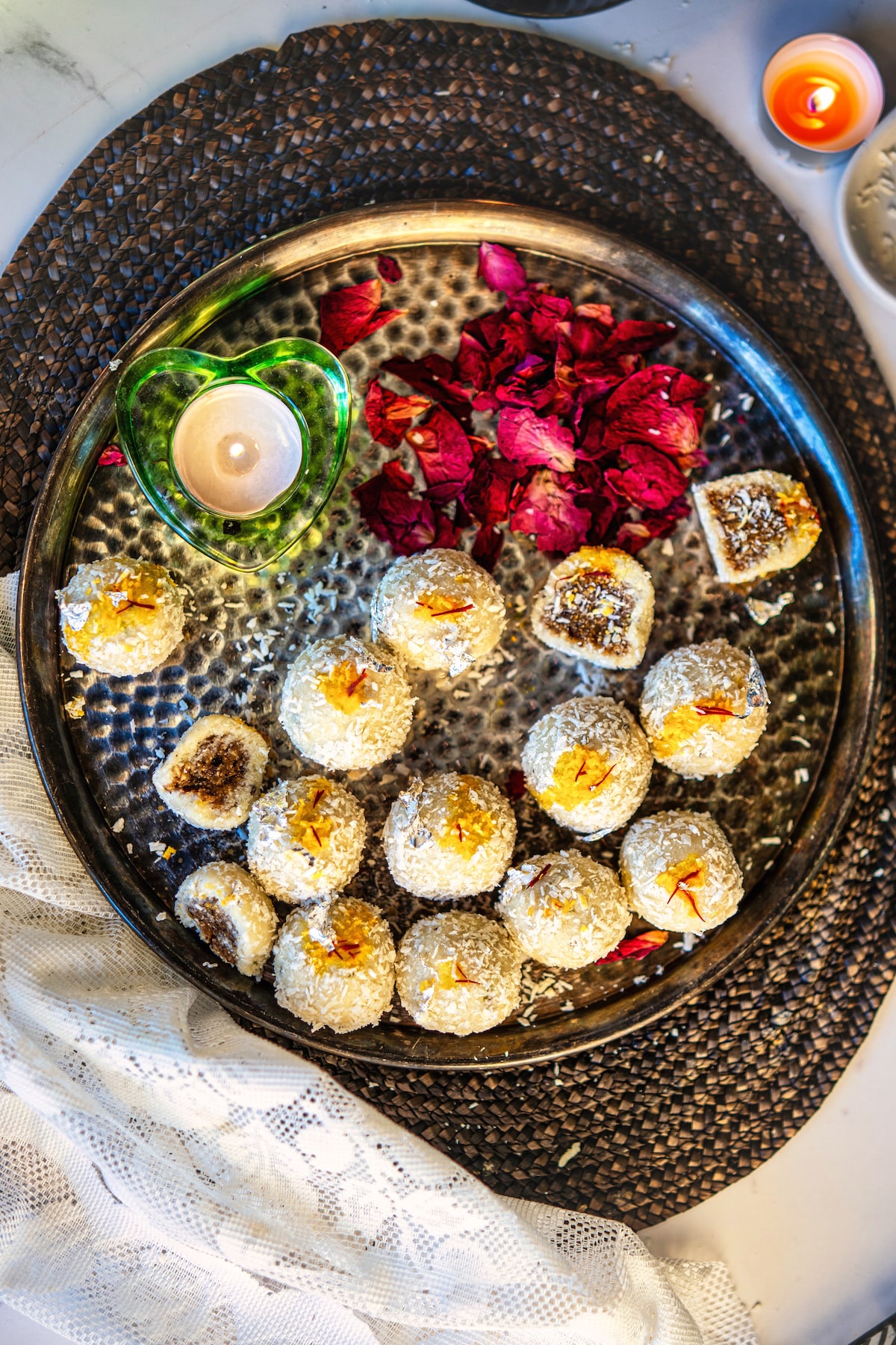 Date Stuffed Coconut Ladoo